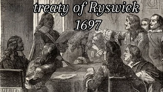 Engraving depicting the signing of the Treaty of Ryswick in 1697.