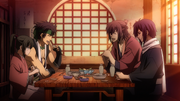 Drinking and discussing the events in Shimabara