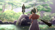 Kazama comes to talk to Chizuru at the Shinsengumi HQ