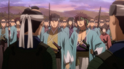 Shinpachi loses his cool and yells at the Aizu soldiers