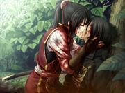 Chizuru feeds Hijikata her blood