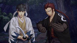 Kondou fights Amagiri to protect Chizuru from being murdered (Hakuouki: Edo Blossoms)