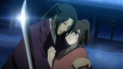 Chizuru and Hijikata protecting each other