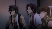 The trio explain what happened in the textile shop