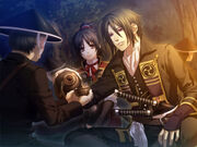 Hijikata pours alcohol to his subordinates