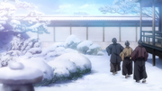 The Shinsengumi playing in the snow