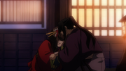 Chizuru stumbles and falls