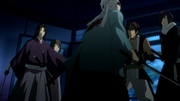 The Shinsengumi protecting Chizuru from a Rasetsu