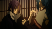 Ryuunosuke fails to steal food from Saitou