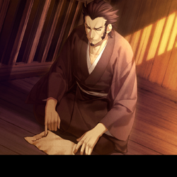 Serizawa writing his death poem with his own blood