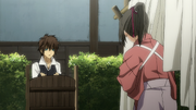 Heisuke comes to talk to Hijikata about Sannan