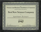 Best New Science Company award given to Aperture Science.