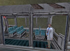 Gordon Freeman in a tram car, as seen by Barney Calhoun in Blue Shift.