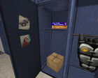 The contents of Calhoun's locker show family/friends pictures, two books titled The Truth About Aliens and Government Conspiracies and a small cardboard box, mirroring Gordon Freeman's locker contents in Half-Life.