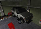 Lifted Black Mesa SUV in a garage of the Topside Motorpool.