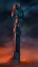 Концепт-арт промышленной башни воздухообменника.