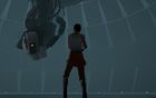 Chell facing GLaDOS in Central AI Chamber Portal
