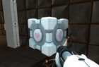 The ASHPD holding a Weighted Companion Cube in Test Chamber 17.