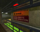 The caution sign next to the blocked Loader in Opposing Force.