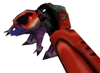 The Chumtoad being held by the player.