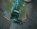 GLaDOS ascends while being destroyed.