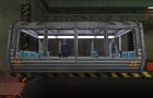 The passenger version of the Black Mesa Transit System monorail car as seen in the opening credits sequence of Half-Life, with G-Man on board.