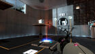 Early Test Chamber 13 screenshot, with the ASHPD using purple portals instead of orange, and the Half-Life 2 HUD.