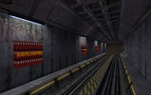 Dynamite being set up along tracks in the Black Mesa Transit System.