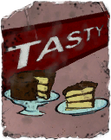 "Tasty" cake poster.