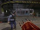 Early Opposing Force screenshot, including an "Otis" security guard, a Vortigaunt and the Barnacle Gun.