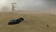 Blue Volkswagen Rabbit in The Wasteland