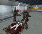 Vortigaunts "communicating" over a scientist corpse in the Lambda Complex.