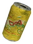 Yellow T Dog soda can.