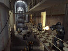 Overwatch Soldiers battling Antlions with OICWs in cell block B4 in the Beta Nova Prospekt.