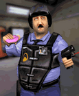 Helmet "Otis" security guard with a Desert Eagle.