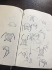 Headcrab sketches.jpg (361 КБ) Зарисовки, ставшие в результате основой для стикеров с хедкрабом и рисунка Аликс и Гордона.