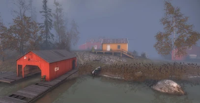 Das Bootshaus vor dem Haupthaus.