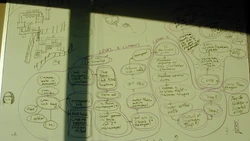 Нарисованная на маркерной доске схема планировавшегося отрезка базы «Кракен».