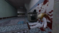 Un Headcrab en Black Mesa comenzando el proceso de zombificación.