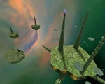 Islas pequeñas y grandes flotando en Xen