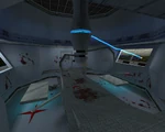 Vista general de la sala quirúrgica en Half-Life, Peters se representa sólo como sangre y órganos desperdigados