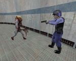 Primer Zombi que ve Gordon atacando a un guardia