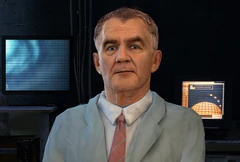 Magnusson hablando con Gordon en la base de White Forest.