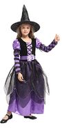 Binse Kids Witch Costume for Girls Halloween Fancy Dress Up Outfit with Hat