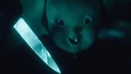 The Baby Face Killer appearing in the Terror Tram: Enter The Blumhouse announcement in 2024 Image from Universal Studios Hollywood