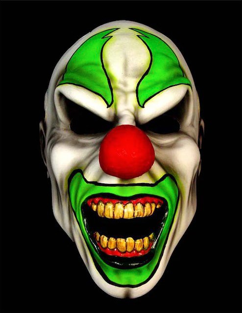 black white clown horror s&m