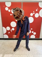 One of the scareactors from the Horrors of Halloween during a photo op at UOAP lounge Image from HHNSpeculationMatt on Twitter
