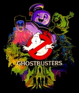 Slimer's appearance on the Ghostbusters house T-Shirt for Halloween Horror Nights 2019