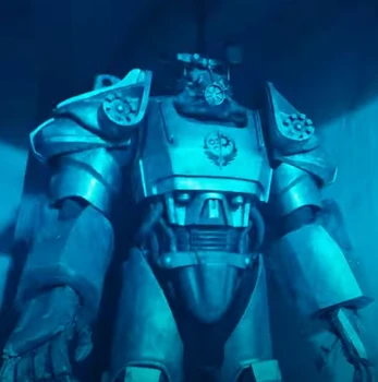 The T-60 Power Armor Soldier as they appeared in the Fallout (Orlando) haunted house. Image from UndercoverTourist on Youtube.