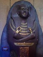 Sarcophagus lid from The Mummy haunted house during Halloween Horror Nights IX Image from HorrorUnearthed